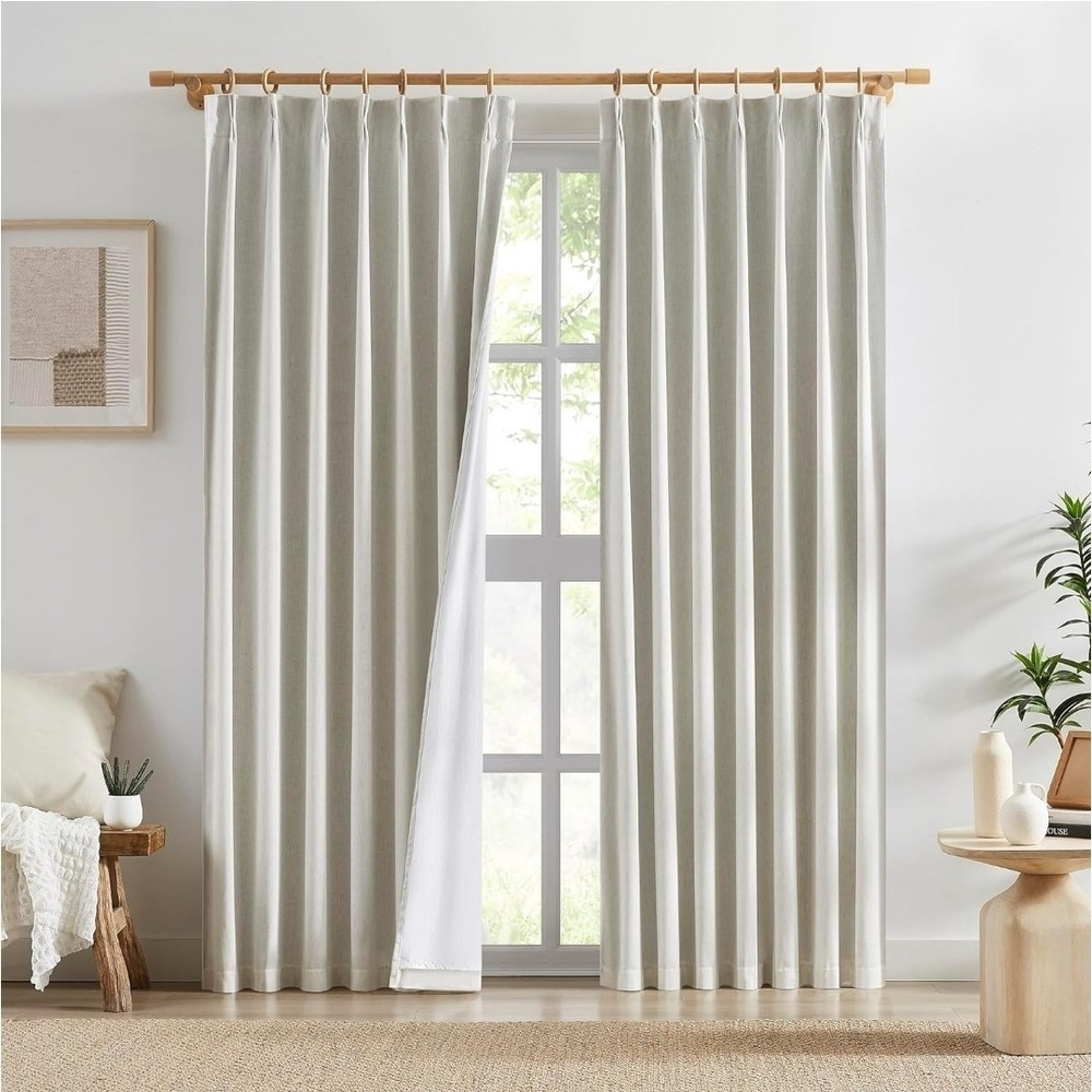 92 Inch Long Blackout Curtains for Living Room, Pinch Pleated Back Tab Thermal